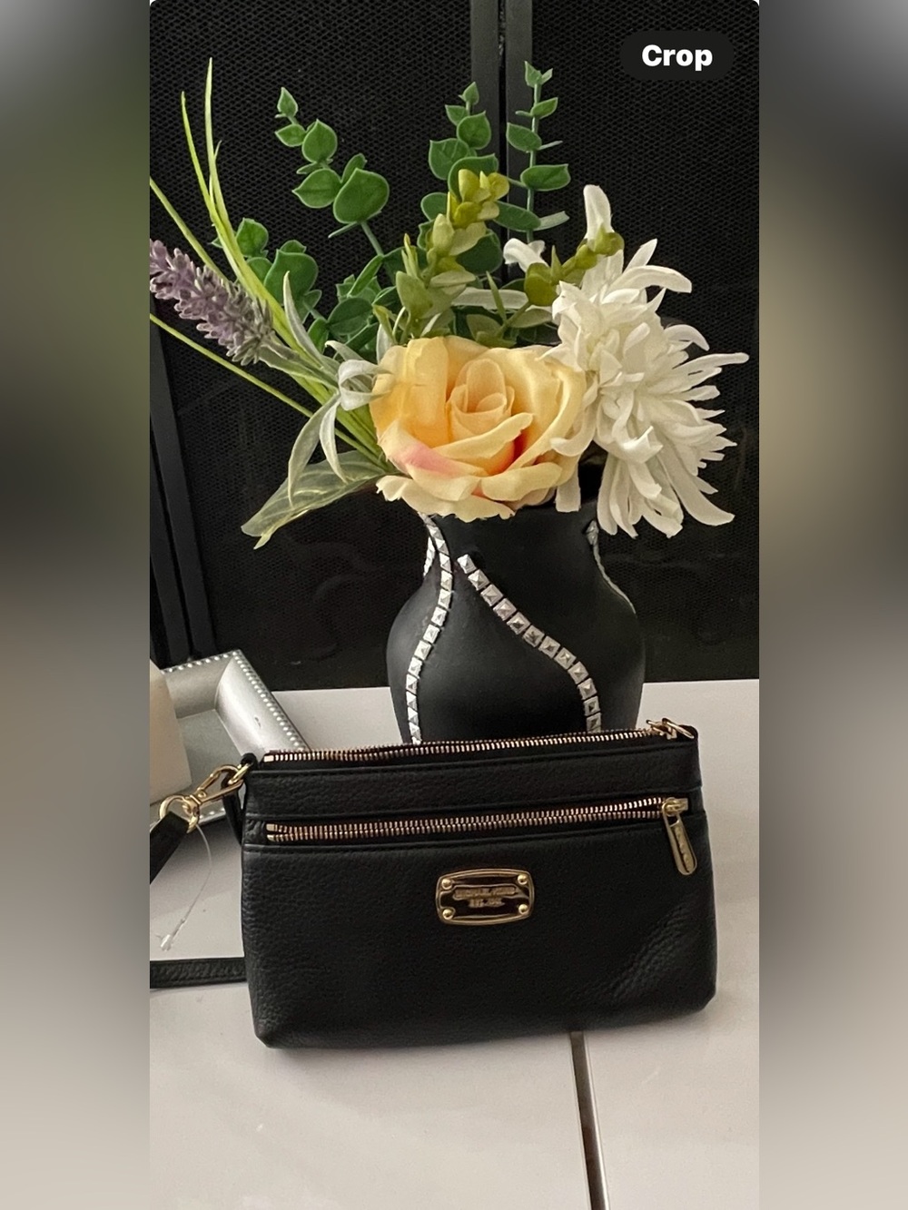Michael Kors Black Crossbody Wristlet with Gold Hardware
